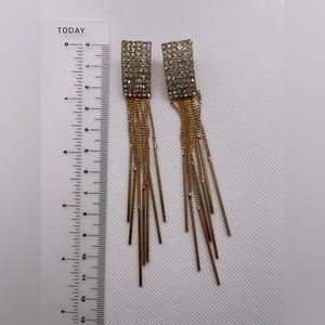 1pair Rhinestone Decor Chain Tassel Drop Stud Earrings Ideal choice for gowns